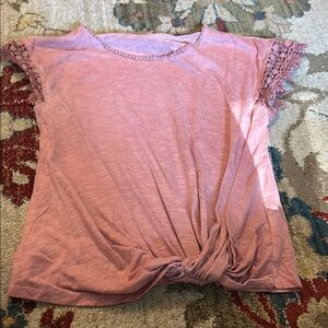 Pink Lace Sleeve Women's Top